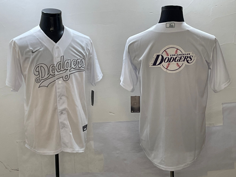 Men's White Los Angeles Dodgers Team Big Logo Cool Base Stitched Baseball Jersey